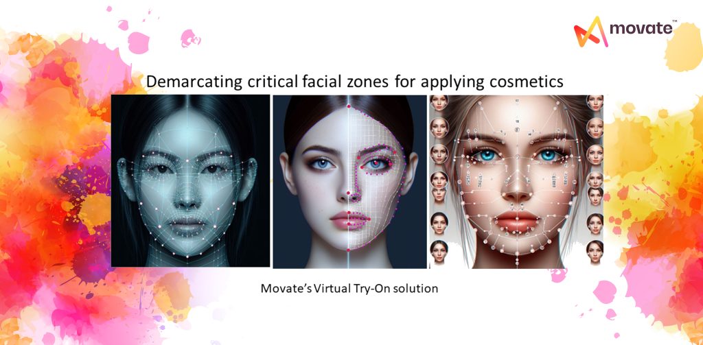 Movate defines critical facial zones for precise cosmetics application using landmark coordinates